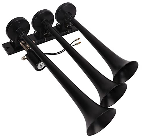 Air Horn Schwarz Trompete 135dB 3 Loch Lufthorn DC 12V Laute Klang Trompete Luft horn für LKW Vans Boote Yachten