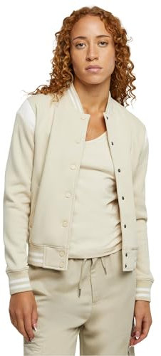 Urban Classics Damen Jacke Ladies Inset College Sweat Jacket softseagrass/white XS
