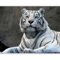 murando - Fototapete Premium-Vlies weißer Tiger 350x270cm Foto Tapete Schlafzimmer Wohnzimmer Vliestapete XXL Motivtapeten Bildtapete 3d Effekt Wand Dekoration Flur Natur Tiere schwarz Katze