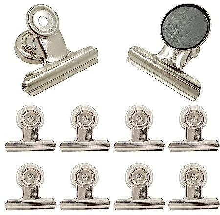 Spldsun 10 Stück Magnetisch Clips, Magnetische Metall Klammer, Starke Magnet Clip, für Befestigung von Fotos, Notizblöcken, Schlüsseln an Kühlschränken und Whiteboards (5cm, Silber)