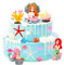 18Pcs Mermaid Doll Cake Topper, Under the Sea Theme DIY Cake, Mini Mermaid Figurines, Starfish, Seashells, Coral, Fish, Sea Snail, for Wedding Mermaid Theme Princess Underwater Party Baby Shower