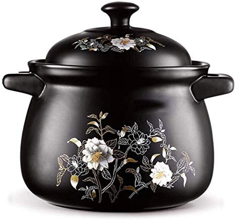 Olla de Barro para cocinar Horno esmaltado Cazuela de cerámica Olla de Sopa de Salud Olla doméstica Olla de Fuego de Alta Temperatura (XL: 8L.)