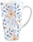 Purely Home Watercolour Flowers Tall Latte Mug - Ceramic Painted Blue & Orange Floral Coffee Present Gift