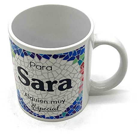 PLUS HOME Taza personalizada con nombre. Regalos personalizados con nombre y texto. Tazas con frases originales.SARA