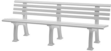 PROREGAL Gartenbank Antigua | 4-Sitzer | Weiß | HxBxT 74x200x54cm | Witterungs- & UV-beständiger Kunststoff | Parkbank Sitzbank Außenbereich Garten Balkon Terrasse