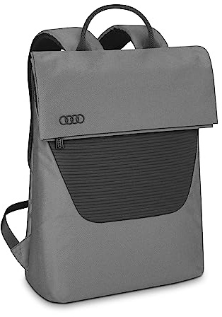 Audi 3152300400 Rucksack Backpack Ringe Logo Tasche, gepolstertes Laptopfach für 15 Zoll Laptops, grau/schwarz