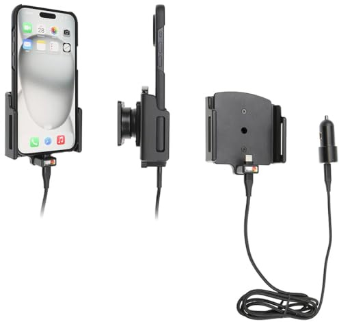 Brodit Gerätehalter 721377 | Made IN Sweden | mit Ladefunktion für Smartphones - Apple iPhone 15 Pro Max, iPhone 15 Plus