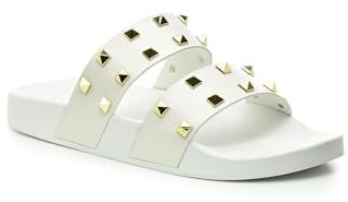 Nicole Miller Janet Damen-Sandalen mit Nieten-Design, Weiß/Silber, 37 EU