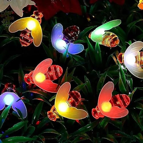 ANTEROOF Bienenlichterketten 50er 7M Solar Lichterkette außen 8 Modi IP65 Wasserdicht Mehrfarbig Lichterkette für Bäume, Weihnachten, Hochzeit, Party, Indoor und Outdoor