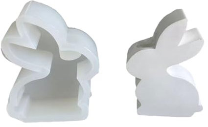 LERONO Silikonform, handgefertigte Kerzenhalter-Silikonformen zum Selbermachen, 3D-Hasen-Kerzenhalter, Epoxid-Gussformen, Osterhasen-Harzformen