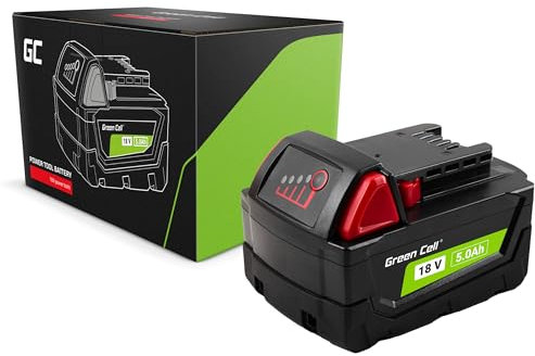 Green Cell Akku 18V 5Ah Li-Ion für Milwaukee M18 Elektrowerkzeuge — Leistungsstarker, hocheffizienter und zuverlässiger Ersatz für 4932430483, bietet langanhaltende und stabile Stromversorgung