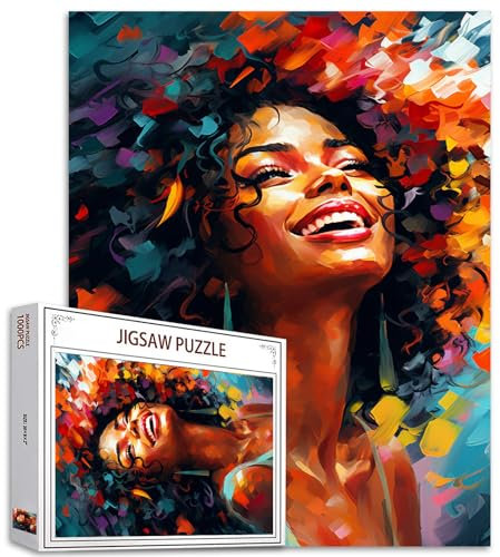Tucocoo Afro-Frauen-Puzzles für Erwachsene, 1000 Teile, urbaner Stil, süßes schwarzes Mädchen, abstrakte Kunst, Puzzle, Bunte DIY-Puzzles für Heimdekoration, Geschenke, Familienpuzzle, perfekt für