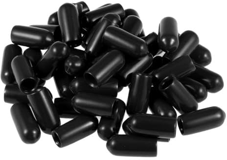 TA-VIGOR 50Pcs Rubber End Caps, 6mm ID Round Flexible Screw End Caps Thread Protectors, Black Vinyl Bolt Covers Rubber Covers for Screws, Tubes, Cables, Wires, etc