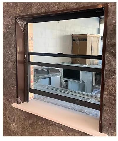 XILYZMO Finestra Ventilazione, Montaggio A Filo Telaio Finestre, Mobile Business Finestre A Battente, Alluminio Vetro Temperato Casette Gioco Kit Finestra per Food Truck(30x60cm)