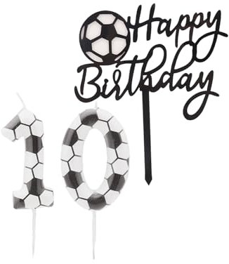 Bolosa Geburtstags Kerzen - Zahlen 10er Set, Fußball, Kinder & für Torte
