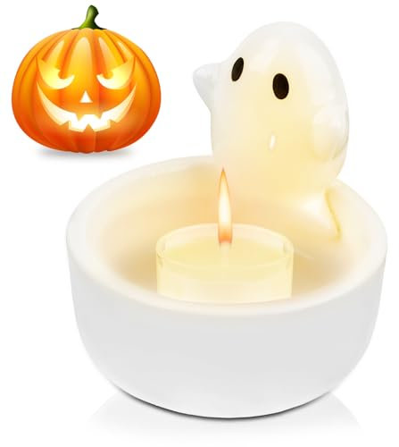 Geister-Kerzenständer, Kerzenständer mit kleinem Gespenst, Niedlicher Geist-Duftkerzenhalter, Mini-Teelicht-Kerzenhalter Halloween Dekor, Haus und Büro Dekoration