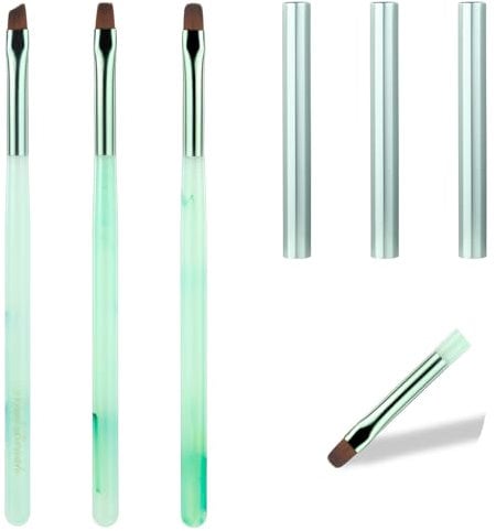 Nail Polish Brush, 3 Pcs Nail Polish Remover Brush Gel Nail Brush Nail Art Clean Up Brushes Manicure Tools for DIY Nail Art Designs, Cleaning Polish Mistakes on the Cuticles (Jade Green)