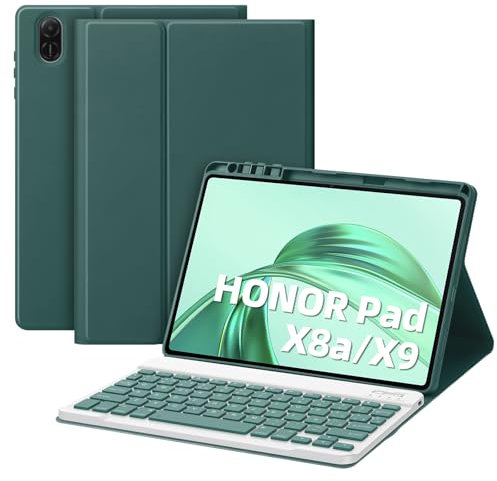 Bettdow Funda con Teclado para Honor Pad X8a 11 2024, Español Ñ Desmontable Teclado con Funda Protectora para Honor Pad X8a Tablet 11 Pulgadas 2024, Verde Oscuro