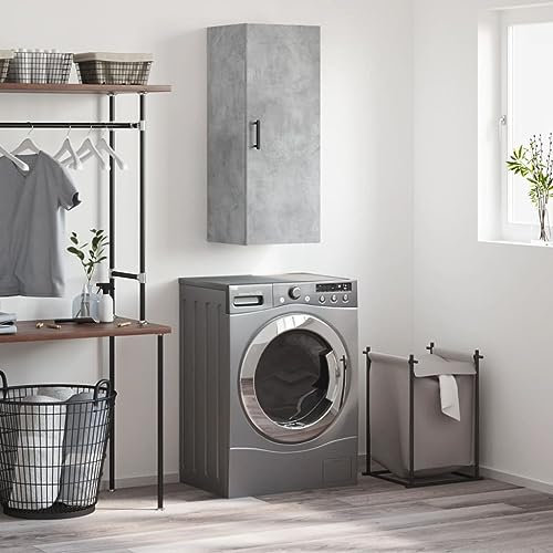 KLYEON Wandschrank Betongrau 34,5x34x90 cm,Stilvolles Wandregal in Betonoptik Hängeschrank für Wohnzimmer, Schlafzimmer und mehr Diele & Flur Möbel