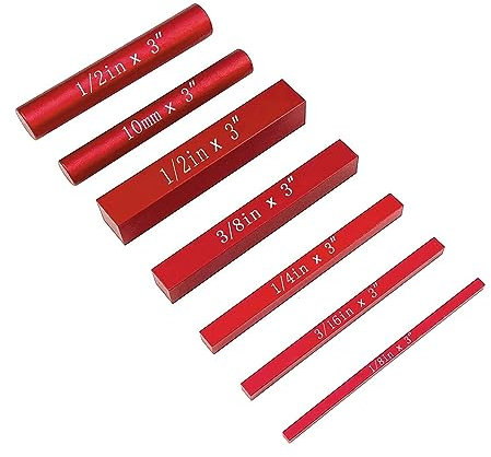 EDEDE Gage Block, 7Pcs Setup Blocks Height Gauge Set, Precision Aluminum Setup Bars, Measuring Tool For Router And Table Saw Drill Bit Measurement for Calibrating(Red 7PCS)