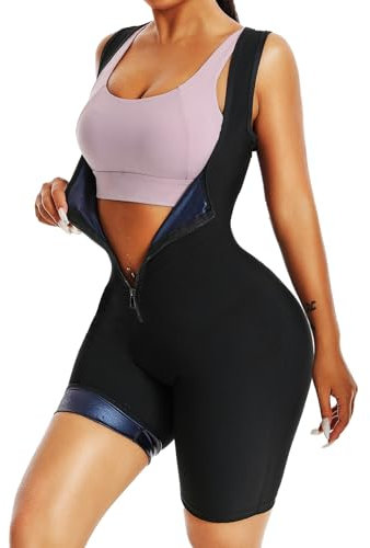 Sauna Suit for Women Weight Loss Waist Trainer Vest Workout Sweat Suits Sauna Jumpsuits Slimming Full Body Shaper Zipper Gym Workout Top (S)