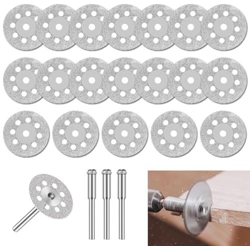 20 Pièces Mini Disque Diamant à Tronçonner(22 mm), pour Mini Disque Diamant Dremel, Pour une Coupe Ultra Fine des Carreaux, du Verre et De La Pierre Naturelle