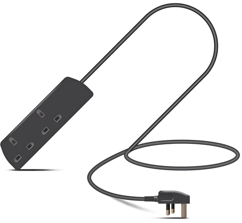 Eagle Two Gang Mains Power 13A Extension Socket to 13A UK Plug Lead Cable, British Standards BS1363 0.5m