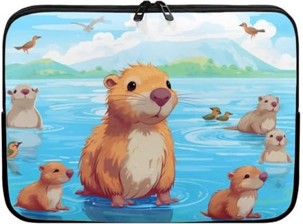 UOIMAG Capybara – Housse pour ordinateur portable de 10 pouces – Sac mignon pour ordinateur portable – Pour femme – Sac de protection souple pour ordinateur portable de 17 pouces