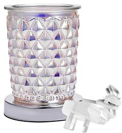 DICIMI Diamond-Cut Crystal Electric Wax Melt Warmer - Touch Control 3 Heat Settings, Flameless Wax Burner for Home Fragrance, Aroma Oil Burner with Removable Tray, Luxury Gift (Crystal Clear)