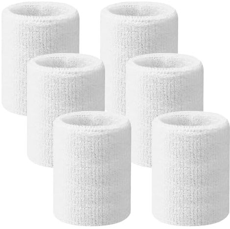 Qianyu 6 Stück Schweißband Handgelenk, Saugfähige Schweißbänd Sport Handgelenk Schweißabsorbierend Schweißband Absorbierende Wristbands für Fußball Basketball Tennis Gymnastik Laufen Wettkämpfe