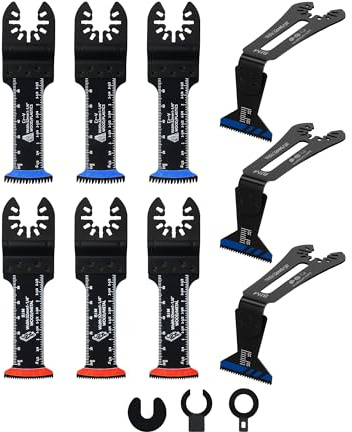 Multitool Sägeblätter 9tlg - KURSTOL Oszillierwerkzeug Zubehör Holz Nagel Kunststoff Metall, mit Bi-Metall & Japanische Zähne & 90°-Winkel BIM, Fit Fein Dewalt Makita Parkside Ryobi Milwaukee
