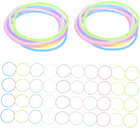 DECOMELODY 100 Stück Leuchtende Silikonarmbänder Haargummis mit Starkem Halt und Schonend für Haare für Disco Party in Verschiedenen Farben