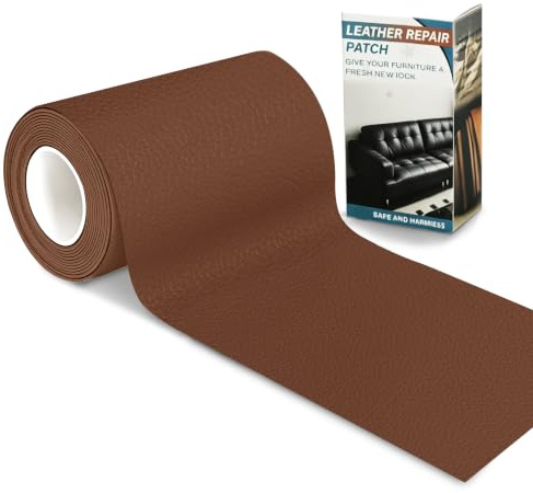 XSunLea Leder Reparatur Set, 10x160 cm kunstleder Selbstklebend, Kunstleder Reparaturset Flicken für Möbel, Sofas, Autositze, Sofas, Jacken,Hellbraun