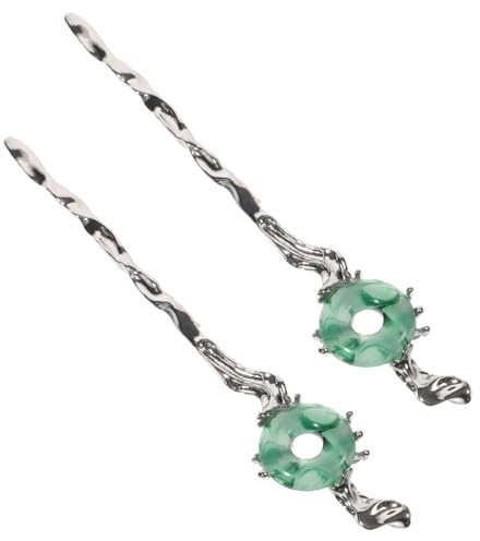 PENIKOKO Schlangenförmige Haarnadeln mit Kunstjade aus Legierung 2 Stück Eleganter Stil Retro Haarschmuck Glatte Kanten für Damen für Han Kleidung