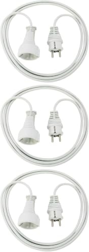 Brennenstuhl Qualitäts- Kunststoff-Verlängerungskabel mit Schutzkontakt-Stecker und -Kupplung (Verlängerungskabel für innen mit 2m Kabel) weiß (Packung mit 3)