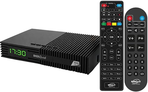 DIGIQUEST Decoder Tivùsat Ti9, DVB-S2 | DOPPIO TELECOMANDO 2in1 di cui uno con tasti grandi | AUTO INSTALLANTE | Smartcard Tivùsat inclusa | HDR10/HLG | Registrazione attivabile | Merlin