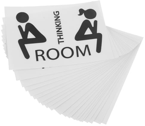 Veemoon Lot de 20 Stickers Autocollants Décoratifs Wc 10x10 Cm en Vinyle Résistant à L’humidité pour Portes de Salle de Bain – Panneau Signalétique Humour et Identification – Décoration