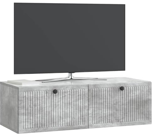 vidaXL Wandmontierter TV-Schrank Betongrau 98 x 41 x 30 cm, Moderner Wohnraum, rechteckiger TV-Schrank, viel Stauraum, Wandmontage, kompakter Organizer fürs Zuhause