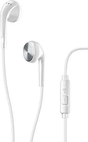 AQL Club | Auricolari classici con speaker conico - Tecnologia Streaming Top Sound per un’ottima qualità della riproduzione della musica - Cavo piatto anti groviglio - Materiale soft touch - Bianco
