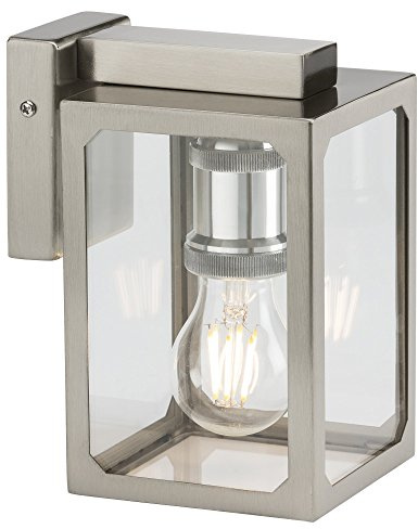 Knightsbridge 230V IP23 E27 Wall Lantern - Brushed Chrome