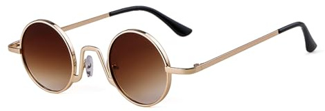 ADEWU Runde Sonnenbrille Hippie Vintage Street Style Cyberpunk Brillen Metallrand für Herren Damen