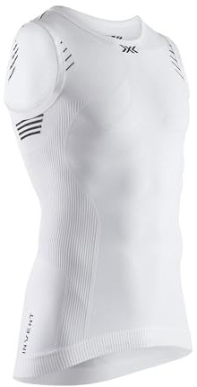 X-Bionic Herren Invent Singlet T Shirt, Arctic White/Opal Black, L
