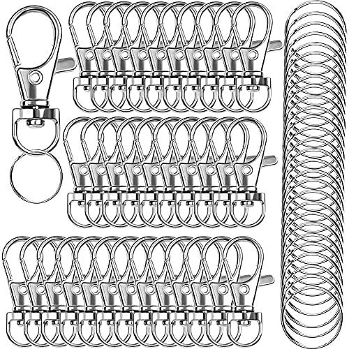 100PCS Premium girevole cordino Snap Hook con portachiavi, ganci in metallo portachiavi ganci per cordino portachiavi anelli Craft