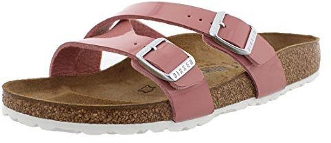 Birkenstock Damen Pantoletten Yao Balance Birko-flor Schwarz Lack Sandalen Rot 37 EU, Old Rose Pat Birkoflor, 37.5 EU