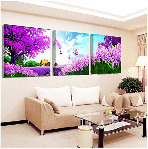 Bilder Leinwand Drucke Romantische Lavendel Meer Klassische Landschaft Wandkunst Ölbild Auf Leinwand Für Heimtextilien -40x40 cm Kein Rahmen