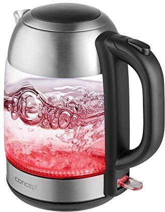 CONCEPT Hausgeräte Glas wasserkocher mit 1,7 L Fassungsvermögen, mit Filter
