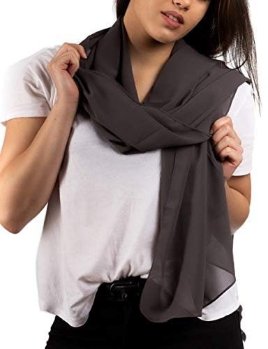 DOLCE ABBRACCIO by RiemTEX Schal Damen PRIMAVERA in Grau Dunkel Stola Halstücher aus Chiffon für Sommer Frühling Ganzjährig Schals & Tücher Chiffontücher Scarf XXL Tuch Kleid (Dunkelgrau)