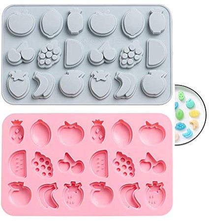 2PCS Moule en silicone pour chocolat, bonbons, glaçons et glaçons - Moule en forme de fruits - Anti-adhésifs - Moule à pâtisserie - Moule en silicone - Moule à chocolat - Moule à glaçons