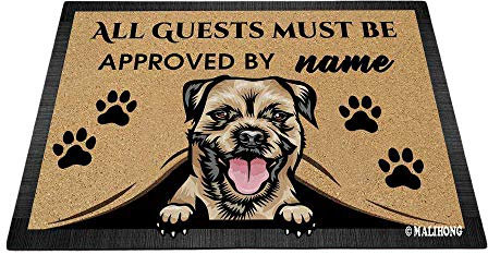 BAGEYOU Personalized Dog's Name Peeking Dog Border Terrier Doormat All Guest Must Be Approved Rugs for Home Decor 23.6 x 15.7 Inch