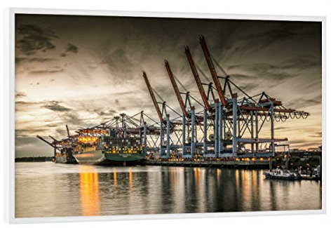 artboxONE Poster mit weißem Rahmen 75x50 cm Städte Waltershofer Hafen VI - Bild waltershof burchardkai Container
